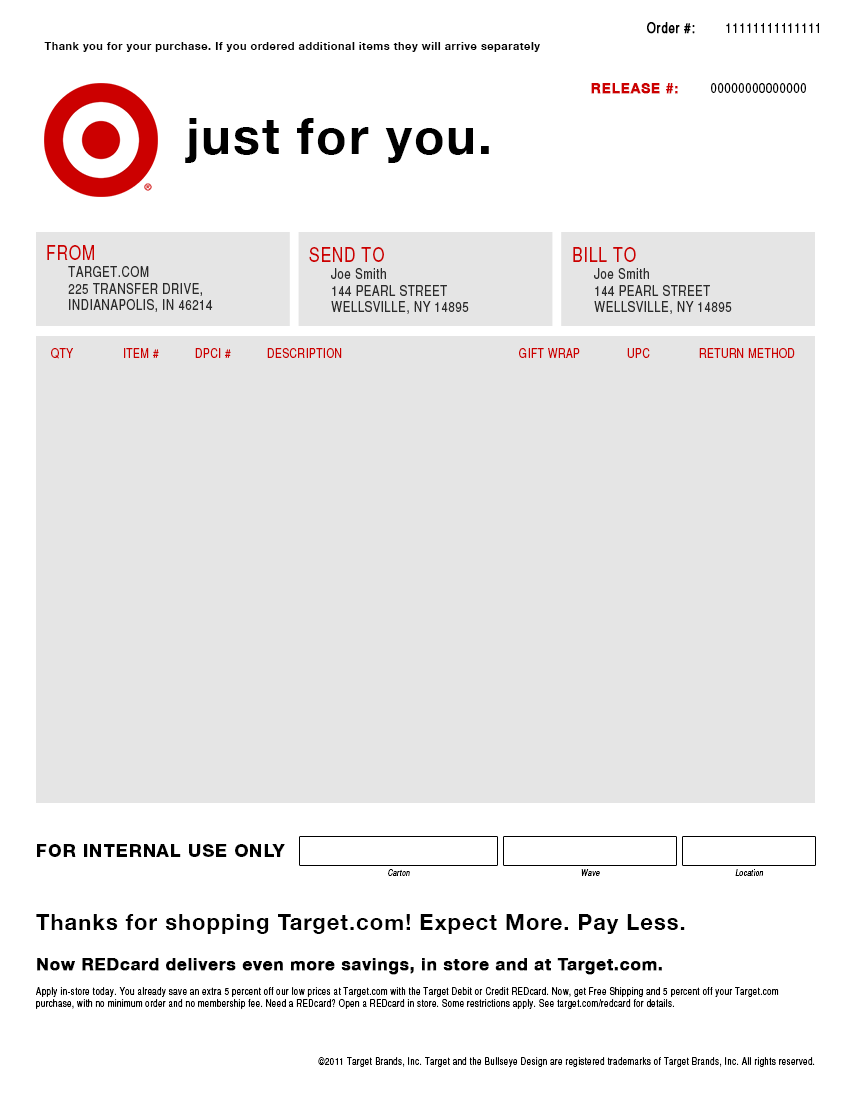 Target Packing Slip Template